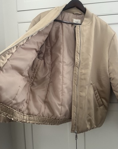 River Island women’s beige puffer padded bomber jacket Sz. S - Picture 5 of 12