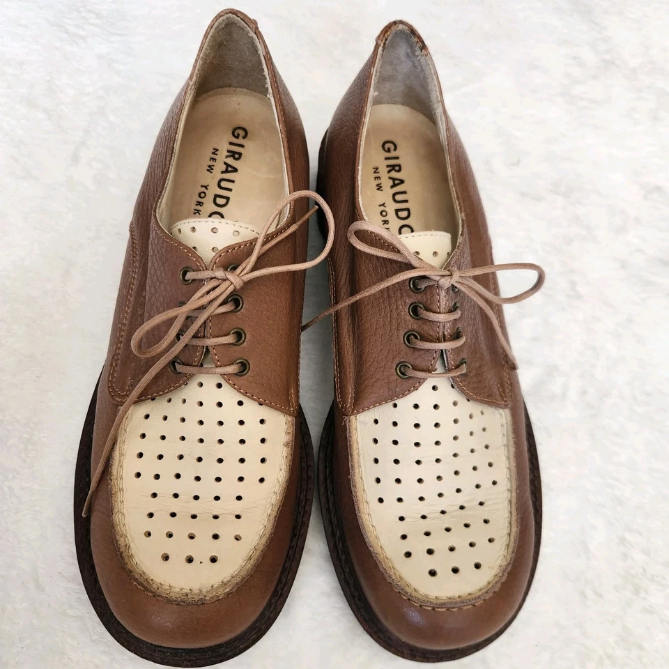 Винтажный Giraudon Sport Нью-Йорк штепсельная вилка зажим подошва перфорированный Оксфорд шнурует вверх женщин 40 9 - Изображение 3 из 4