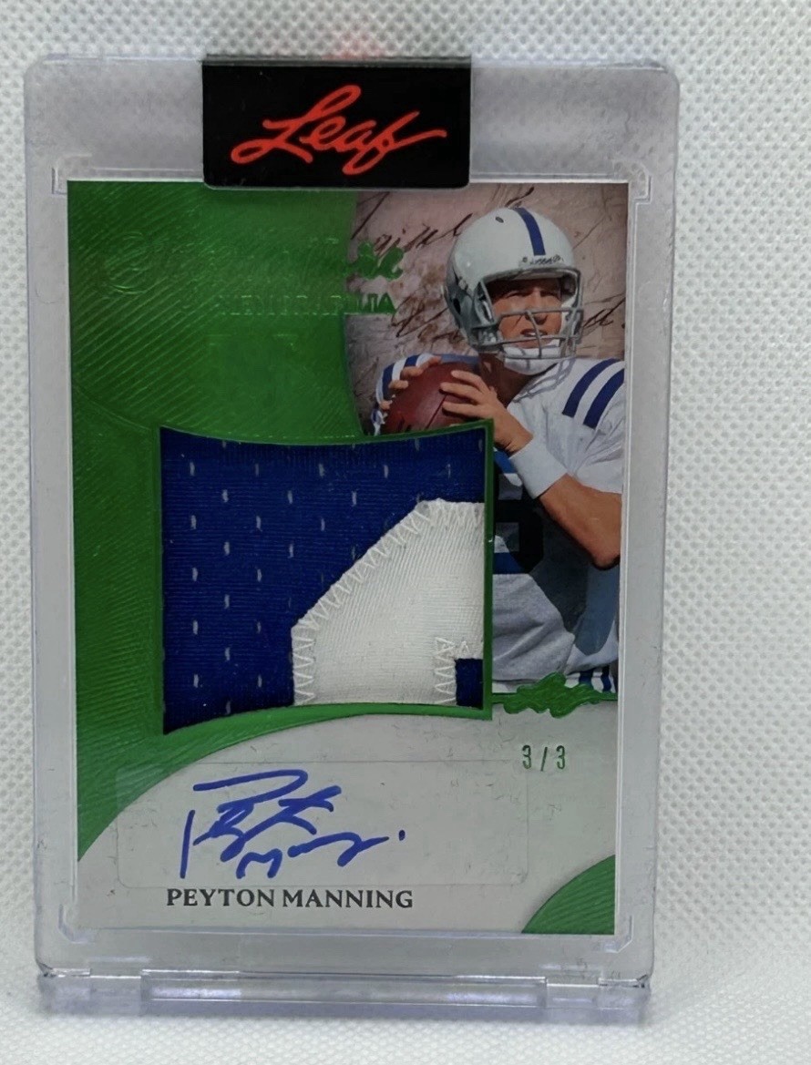 2026 Leaf Magnificence Peyton Manning Game Used Patch Auto Football Card #'d 3/3 view 3