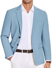 Men's Casual Blazer Lightweight Slim Fit Suit Jacket Button Cotton Sport Coats