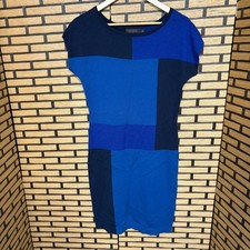 The Limited Blue Color Block Wool Blend Sweater Dress Size Small