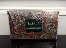 Vintage Ralph Lauren Paisley Bohemian Duvet Cover Standard Shams Burgundy QUEEN