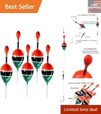 5-Piece Balsa Fishing Slip Bobbers for Crappie, Bass, Trout - Adjustable Depth