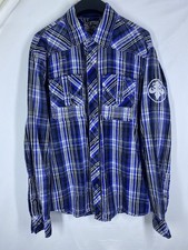 Affliction Black Premium Shirt Mens Large Western Plaid Button Up Long Sleeve