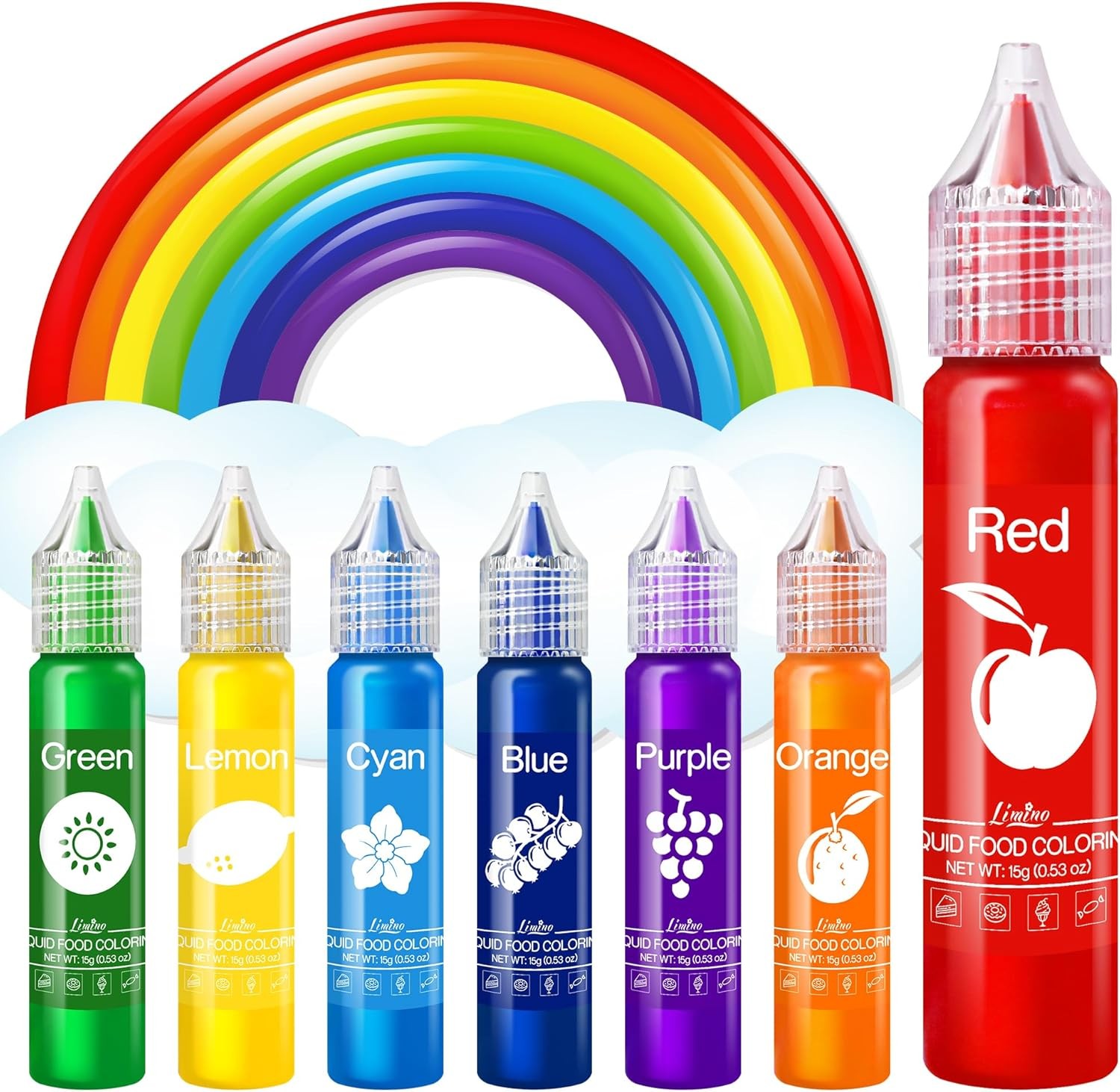 Food Coloring Set - Rainbow Edible Food Color Dye for Baking, Cake Decorating,