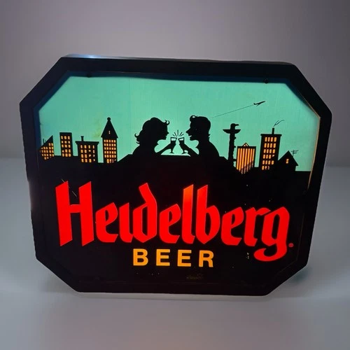 VTG 1960s Heidelberg Beer Light Up Advertising Sign Vintage Man Cave Bar Sign