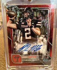 🔥 3/5  AUTO 2025 Bowman Chrome U  Behren Morton Red Shimmer ON-CARD 🔥