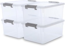 17 QT Plastic Storage Bins W/ Latching Lids Stackable Storage Containers