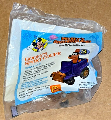 1988 MICKEY'S BIRTHDAYLAND MCDONALDS HAPPY MEAL TOY - GOOFY #3 ALTERNATE PKG