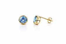 14K Round Bezel Set 5mm Yellow Gold Birthstone Earrings