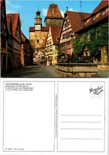 Germany Bavaria Rothenburg ob der Tauber St Marks Tower Roederbogen VTG Postcard