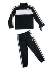Adidas BOYS Black and White Tricot Jogger Jacket and Pants Set Size-6 NWT