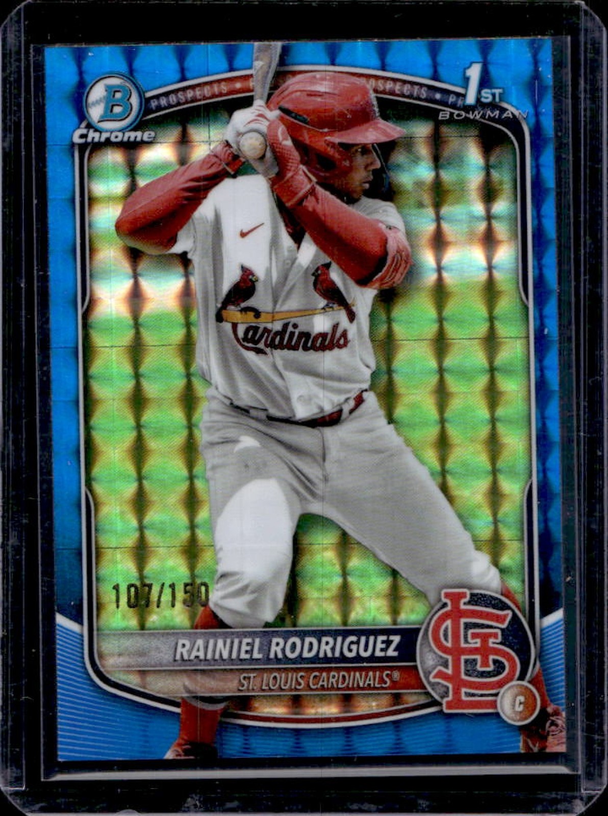 2025 Bowman Chrome Rainiel Rodriguez Blue Geometric Refractor 1st #/150