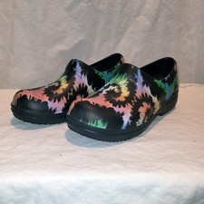 Crocs Multicolor Tie-Dye Closed-Toe Slip-On Work Clogs Women's 8