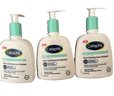 Cetaphil Gentle Clear Pore Clearing Acne Cleanser, 8 Oz Each Exp 10/2026 3 Pack