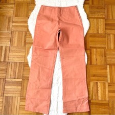 METRO STYLE Vintage Salmon Pink Leather Pants High Rise Straight Leg Lined 30x28