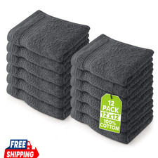 12 Pack Premium Wash Cloths Set, 12 by 12 Inches, 100 Cotton Ring Spun, Highly