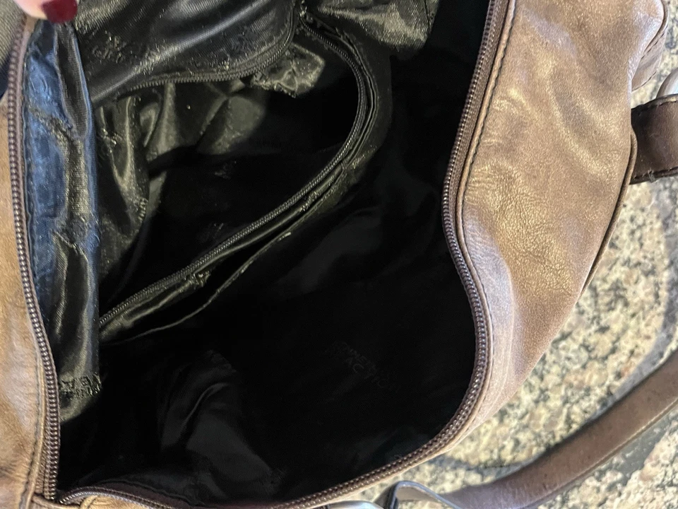 Brown Distressed Leather Kenneth Cole Reaction Purse W/ Strapy Buckle Details - Image 4 of 4