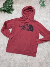 The North Face Hoodie Womens Medium Red Fleece Pullover Logo Kangaroo Pocket