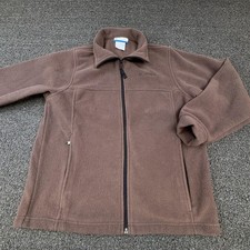 Columbia Jacket Youth 14-16 Brown Fleece Lined Full Zip Pockets Logo Casual