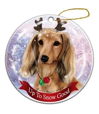 Holiday Pet Gifts Dachshund Longhaired Cream Dog Porcelain Christmas Ornament