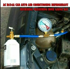 Car Air Conditioning Refrigerant Recharge Kit A/C R134a Hose Gas Gauge Set