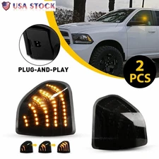 2PCS LED Side Mirror Lights Sequential Turn Signal Amber For 2009-2018 Dodge Ram