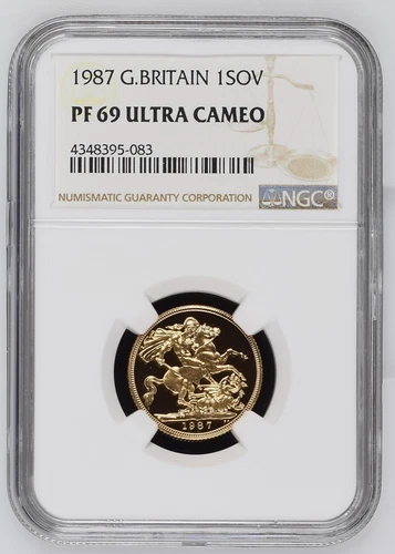Great Britain 1987 Gold Proof Sovereign Coin NGC PF 69 UC ULTRA CAMEO QUEEN ELIZ