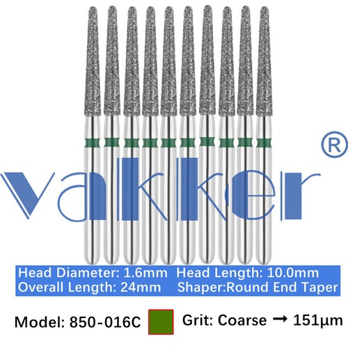 10pc/pk Vakker Dental FG Diamond Burs Round Long/ Round End Taper for High Speed - Picture 24 of 77