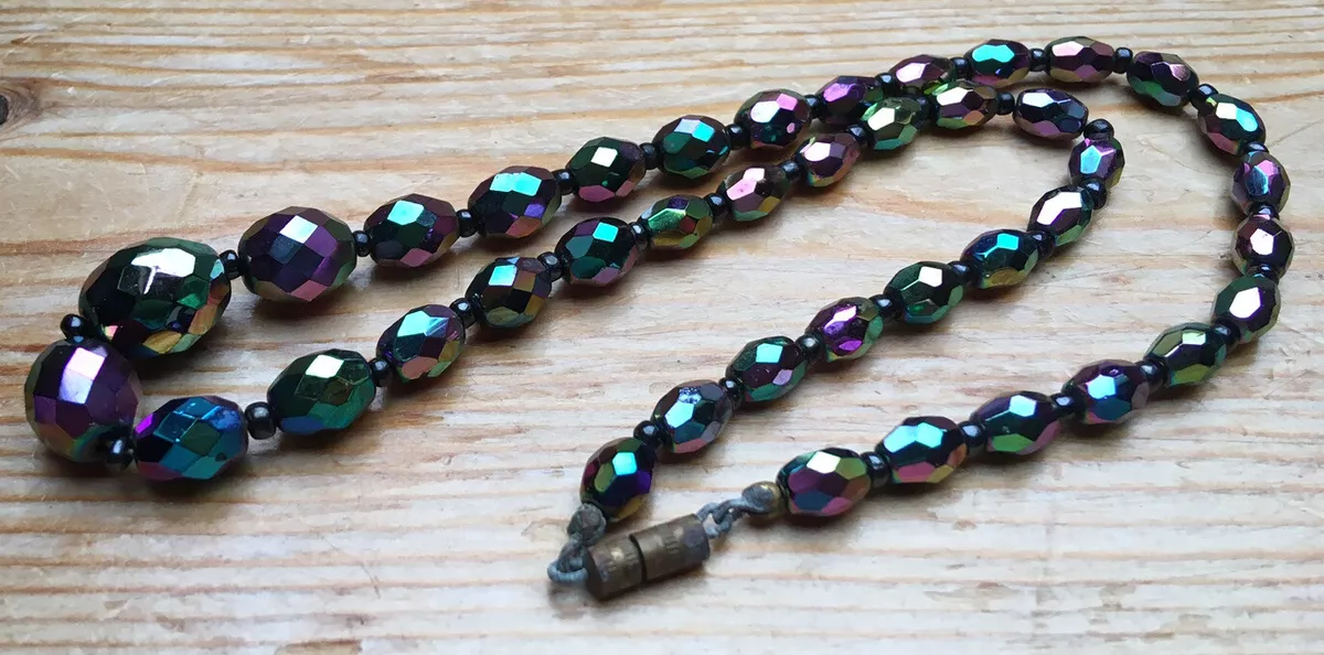 Iridescent bead necklace clearance