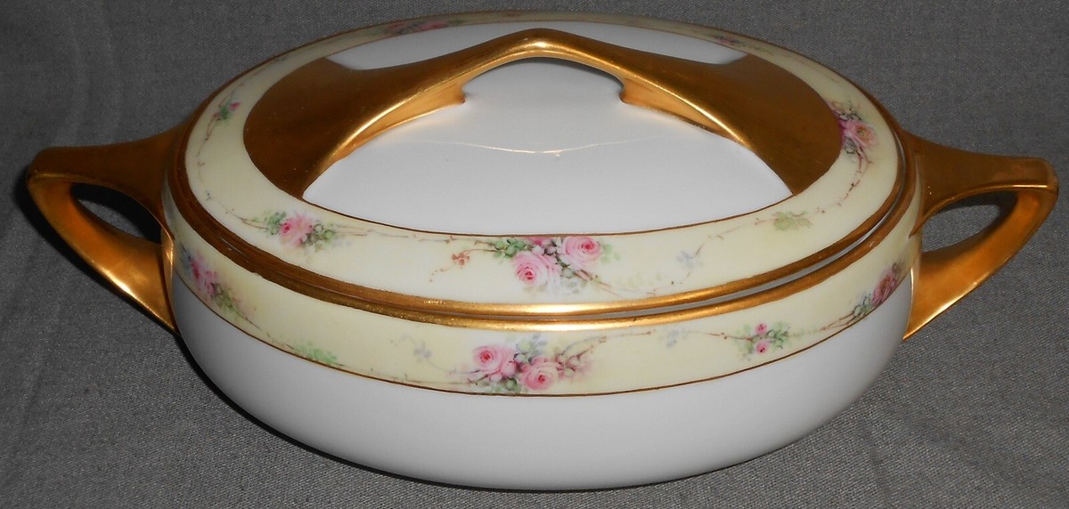 Rosenthal DONATELLO SHAPE Pink Roses/Gold Accents 1.5 QT CASSEROLE