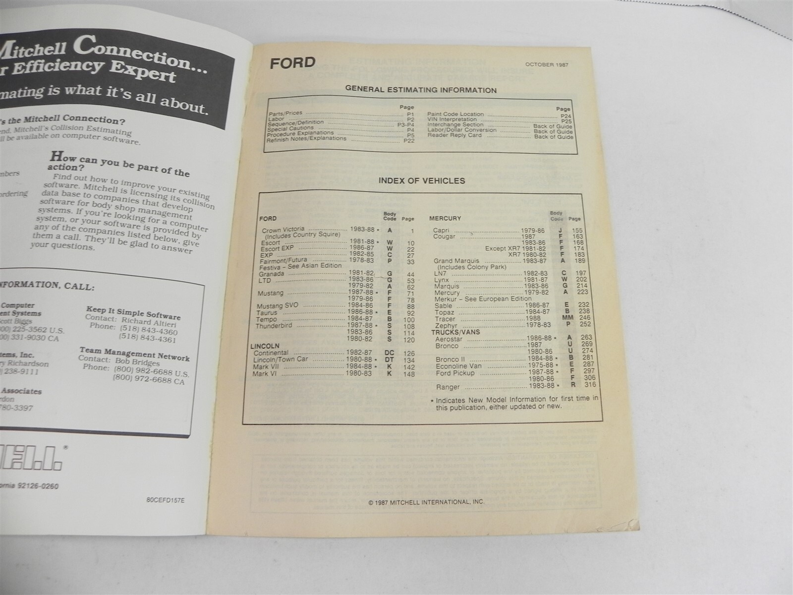 VINTAGE 1987 MITCHELL COLLISION ESTIMATING GUIDE BOOK MANUAL REPAIR vintage-1987-mitchell-collision-estimating-guide-book-manual-repair