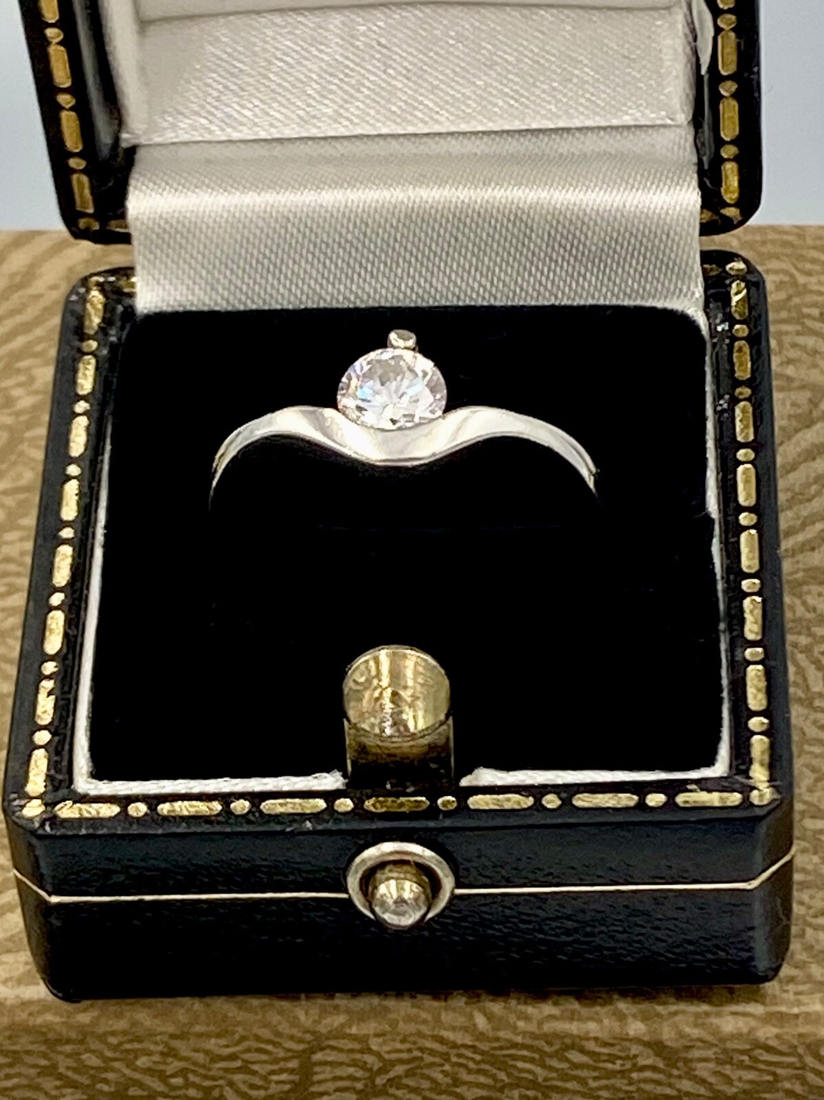 Sterling Silver Solitaire Ring  - Clear Gemstone … - image 2