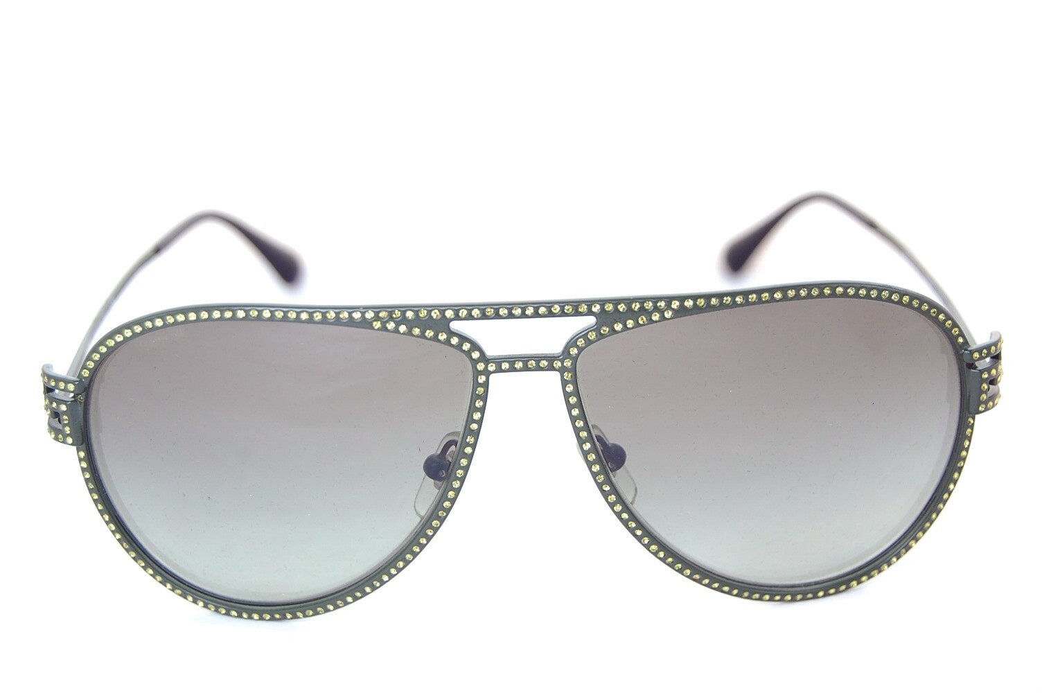 VERSACE 2171B 1392/8E Women Large DIAMANTE Pilot Sunglasses Military Green RARE! image 2