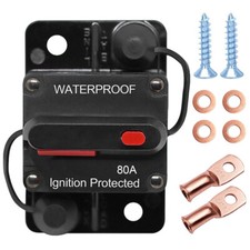 80A Circuit Breaker for Boat Trolling Motor Marine Inline Fuse W/Manual Reset