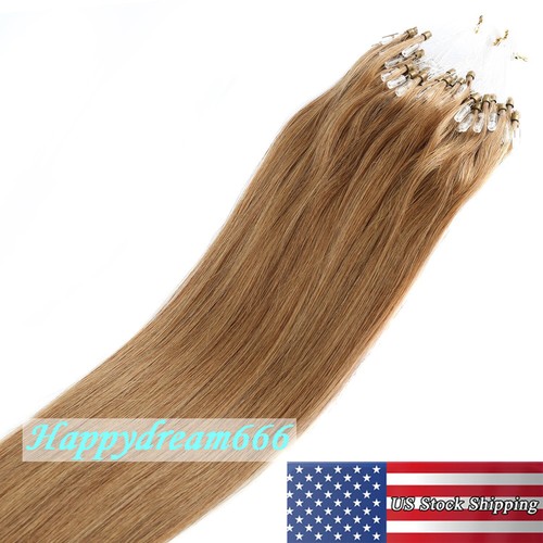 Micro Ring Loop Tip Remy Human Hair Extensions Silky Straight Micro Bead Link US - Picture 34 of 84