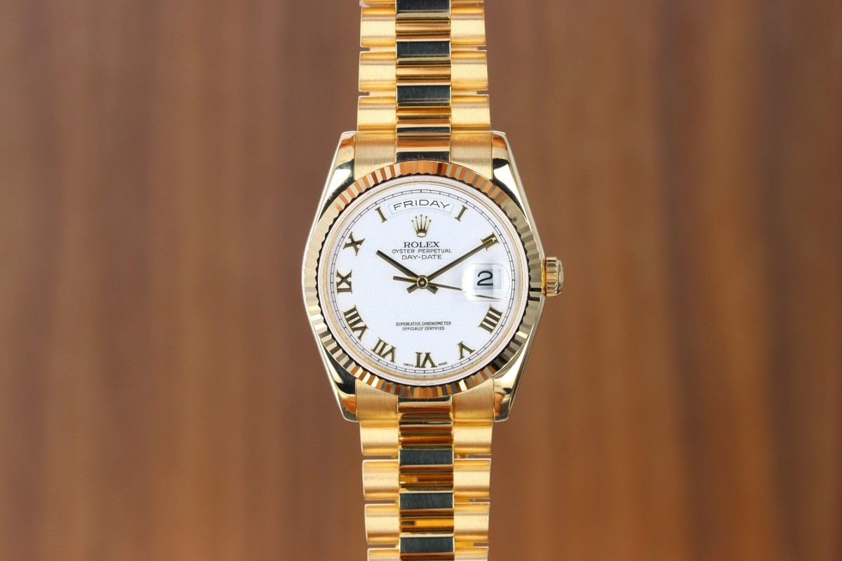 Rolex Day-Date 40mm Yellow Gold President, White Roman Dial