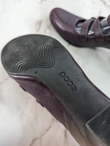 Ecco Heels Womens 10 41 Purple Eindhoven Mary Jane Button Leather Shoe 3 Strap - Picture 9 of 11