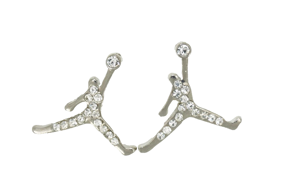 Michael Jordan Jumpman Logo Silver CZ Stud Earrings In Gift Box | eBay