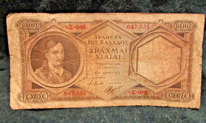 GREECE 1000 DRACHMAI Banknote from 1940's