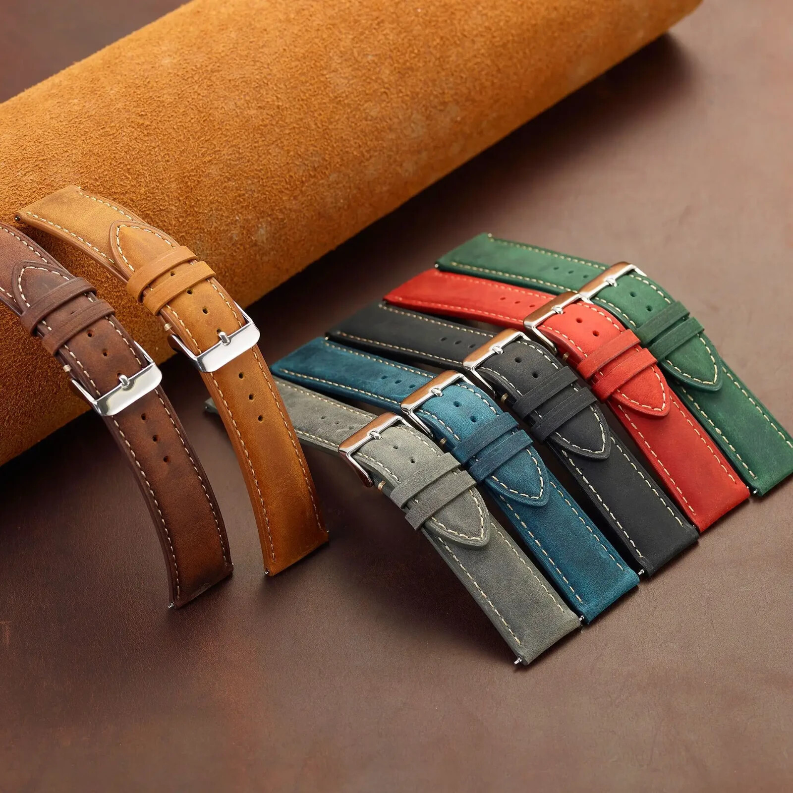 22mm Vintage Premium Universal Genuine Leather Watch Strap Band Quick Release