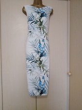 TED BAKER Loua Ivory Floral Midi Bodycon Dress Size 3 ( 12)