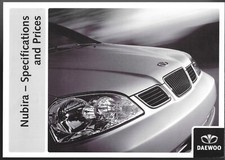 Daewoo Nubira Prices & Specifications c2004-2005 UK Foldout Brochure SX & CDX