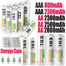 EBL 1.2V AA AAA Rechargeable Batteries 2800mAh 2500 1100mAh NiMH Battery Lot