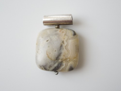 Ciondolo Argento Testato Agata 6,2 G/2,6 x 2,0 X 0,7 CM - Foto 3 di 4
