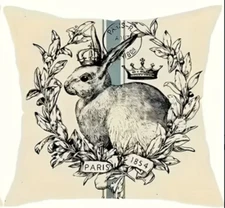 Easter Plush Pillow Cover Vintage Farmhouse Rabbit Easter Decoration, 18"