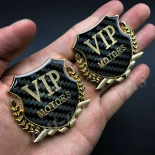 2x Carbon Fiber VIP Luxury Car Body Emblem Rear Trunk Badge Tank Cover Stickers