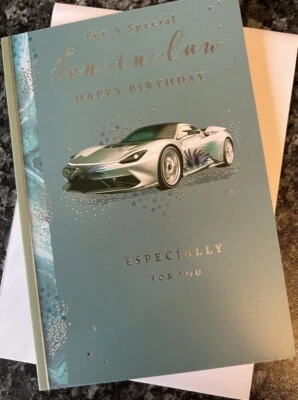 KINGFISHER CARDS LTD For A Special Son-In-Law Happy Birthday Card Celebration Foil 5" x 7"