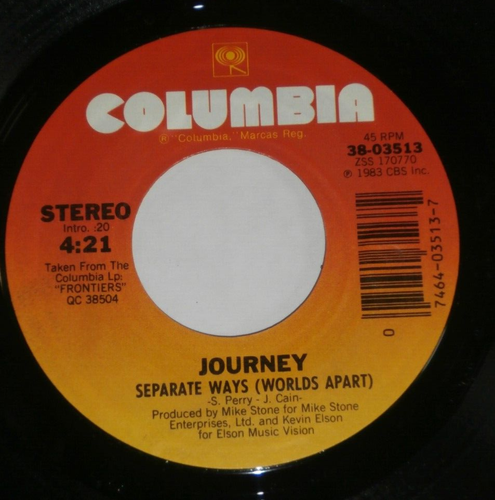 JOURNEY - Separate Ways (Worlds Apart) / Frontiers - 1983 US - Columbia 38-03513 - Bild 4 von 10
