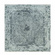 10' x 10' Gray Hand Knotted Broken Zoroastrian Square Wool And Silk Rug R90134